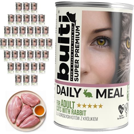 BULTI Daily Meal Alimento umido per gatti adulti Coniglio 36x400g Completo (1/2)