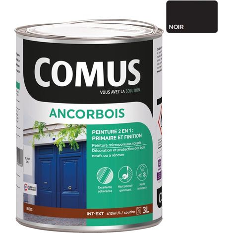 ANCORBOIS noir 3L - Peinture de protection et de décoration microporeuse 2 en 1 bois (1/3)