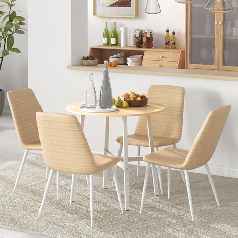 Esszimmertisch Küchentisch für 4 Personen, moderner Wohnzimmertisch aus Stahl & Naturholz, 80x80x76 cm für Esszimmer & Küche (1/5)