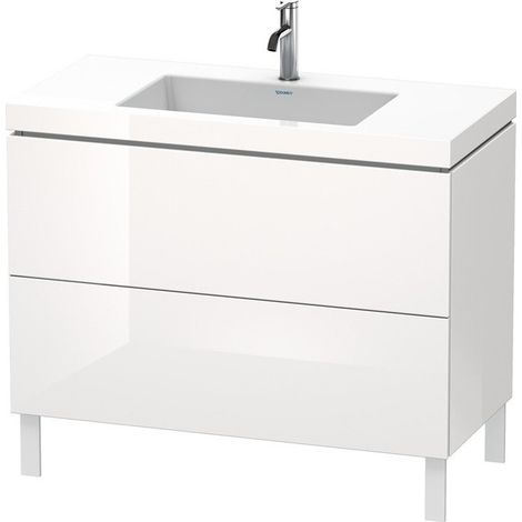Meuble sous-vasque L-CUBE WT Vero Air 698x1000x480mm 1 trou de robinetterie blanc brillant