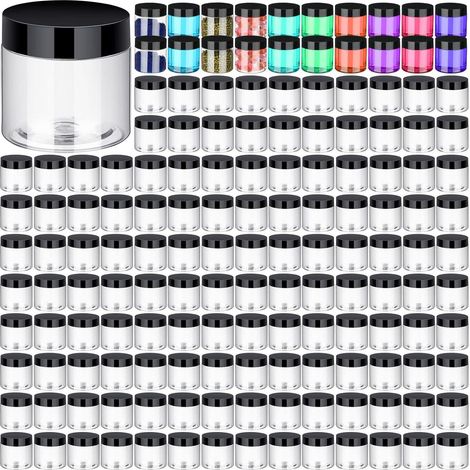 150 pots en plastique avec couvercles, pots cosmétiques ronds vides (noirs, 57 ml) (1/5)