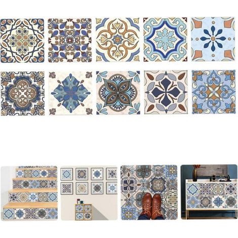 Sticker Carrelage - PVC 10x10 cm - Vintage - Imperméable - Cuisine Salle De Bain - 20 Pièces (1/5)