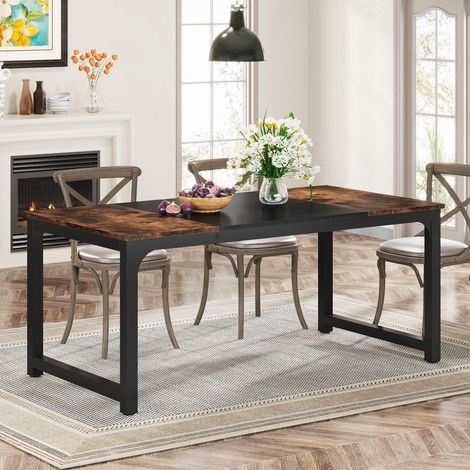 Esstisch 160x80 cm im Industriestil für 4-6 Personen, rustikales Braun (1/5)