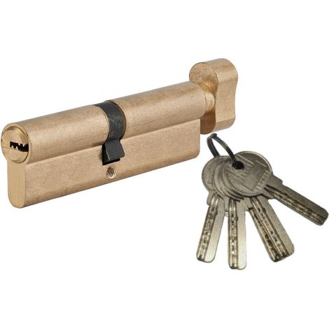 Cylindre de serrure 5G 45Bx50mm – Laiton – Anti-arrachement – 5 clés crantées – 5 goupilles – Pour portes d'entrée – SP