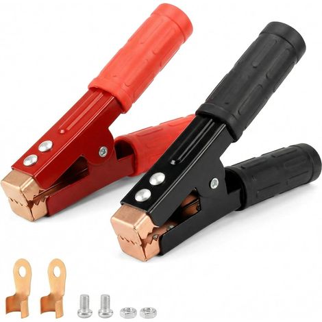 2 PCS 1000A Jump Lead Clamps Heavy Duty Crocodile Clips with Insulating Sheath for Car Truck Battery (1/5)