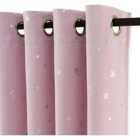 Rideaux pour chambre de fille - Rideau occultant étoile pour enfants, motifs argentés, draperie lumineuse (1/4)