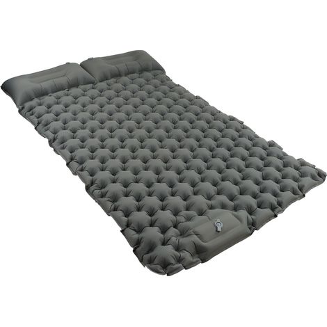 Matelas de Camping Gonflable avec Pompe à Pied Ergonomique, Nylon Imperméable Gris pour Randonnée et Plein Air (1/5)