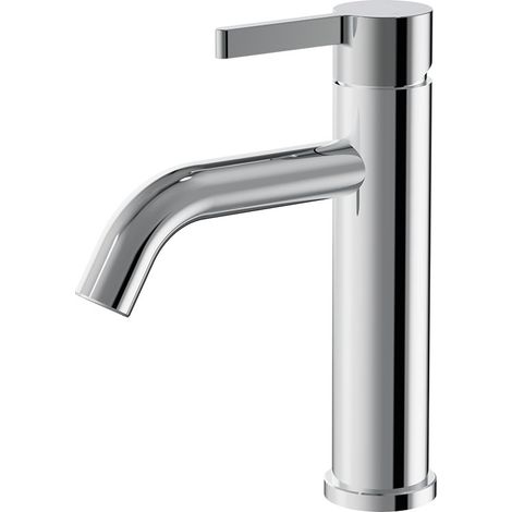 Grifo lavabo monomando Len Cromo, con aireador Neoperl, cartucho cerámico, material inoxidable AISI 304, grifería de baño moderna, ahorro de agua