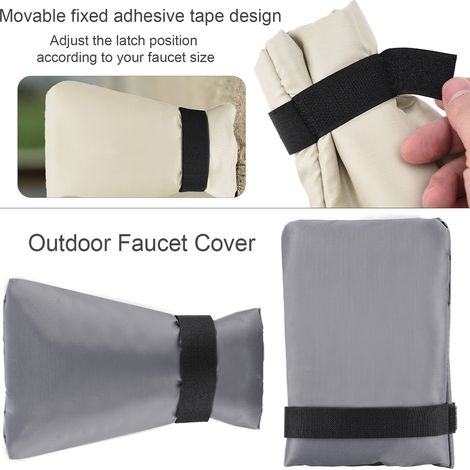 Funda protectora para accesorios exteriores con acolchado aislante – Funda impermeable de tejido Oxford 210D para tuberías y grifos – Dimensiones: 18 x 25 cm y 15 x 21 cm (gris, negro, beige) (1/5)