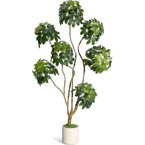 150cm Arbre Artificiel, Grande Plante Artificielle avec Tronc en Bois Naturel, Idéal pour Le Salon, La Chambre, Le Bureau Ou Le Jardin (1/5)