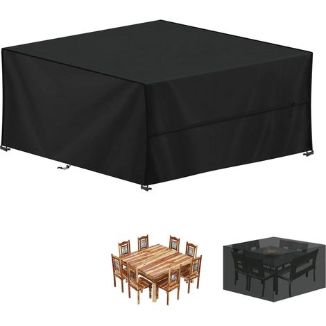 Housse Salon de Jardin Exterieur, Housses Table de Jardin 420D Oxford Bâche Table Jardin, Housse Protection Table Jardin, Imperméable Housses pour Table de Jardin, Carré, 220x220x85cm (1/5)
