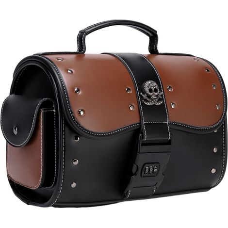 Sacoche de Selle Moto Sacoche de Rangement Moto Sacoche étanche et antivol Style Punk Cuir Coutures contrastées Sacoche à Outils Camping Randonnée Unisexe Vélo (1/5)