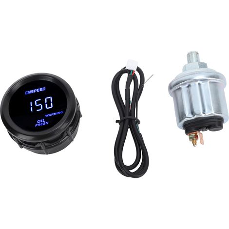 Manomètre de pression d'huile numérique 52 mm avec rétroéclairage bleu, compatible avec les véhicules 12 V. (1/5)