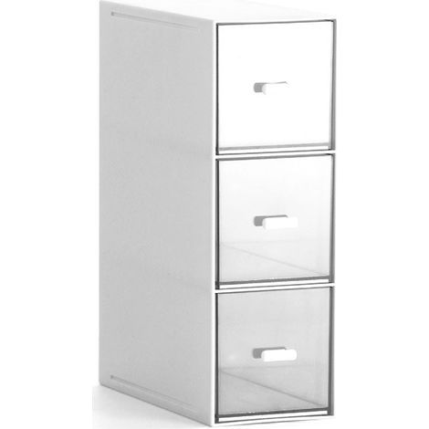 Boite à Thé avec 3 Tiroirs, Rangement Cuisine en Plastique, Boite de Rangement Cuisine, Rangement à Thé, Rangement Maquillage, Casier de Rangement, pour Sachets de Thé, Tisane, Infusion, Café (1/5)
