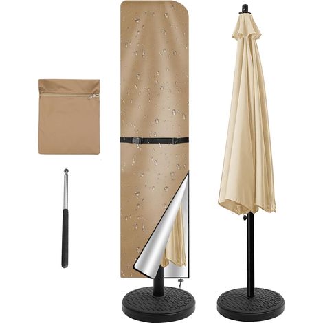Schutzhülle für Sonnenschirm – Wasserdicht – Wetterfest – UV-beständig – Winddicht – Für Sonnenschirme im Außenbereich und auf Märkten – 190 x 50/50 cm – Khaki (1/5)