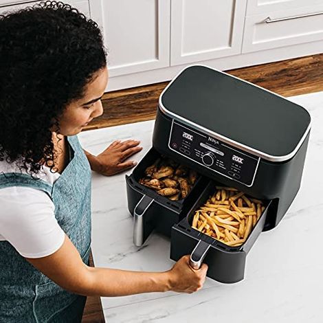 Ninja – AF400EU – Friteuse sans huile 2 compartiments – 6 modes de cuisson – Cuisson jusqu'à 75% plus rapide – Technologie Max Crisp