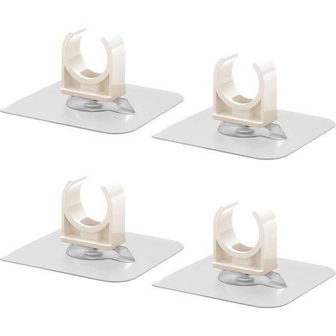 4Pcs 40mm Self Adhesive Plastic Pipe Clips,360 Adjustable Hose Clips,PVC Water Pipe Clamps,White Snap in Design,for Fixing Bracket of Water Pipe (1/5)