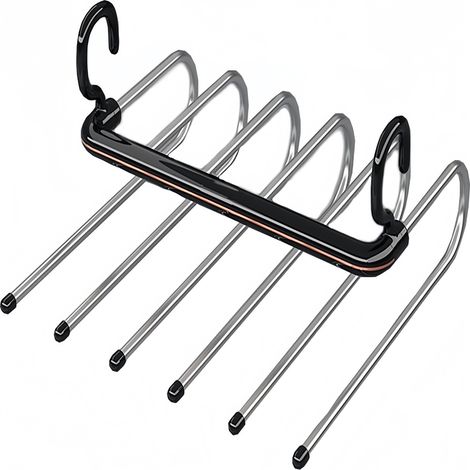 Porte-pantalons rotatif pliable Conception peu encombrante et antidérapante adaptée à la maison et aux voyages 6 en 1 (1/5)