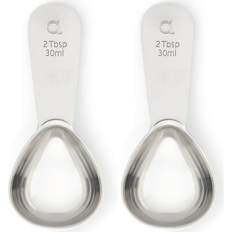 Cuillères doseuses à café en acier inoxydable - Lot de 2 - 2 cuillères à soupe (2 c. à s.) - pour café, thé et plus encore (Argent) (1/5)