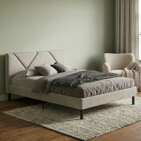 Somier Hemera de media plaza, somier para dormitorio, ropa de cama de la marca Bedroom, soporte para colchón, apto para colchón de 120 x 190 cm, color gris paloma (1/5)