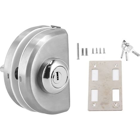 Serratura per porta in vetro in acciaio inossidabile, serratura per porta in vetro di spessore 10-12 mm, serratura di sicurezza scorrevole antifurto con 3 chiavi, serratura per porta scorrevole commer (1/5)
