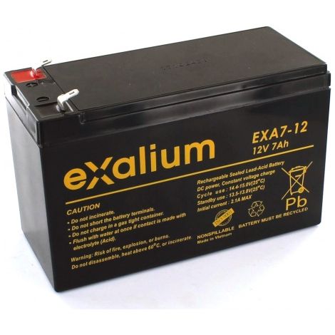 Batterie Plomb 12V 7Ah EXALIUM (151X65X98) (EXA7-12)