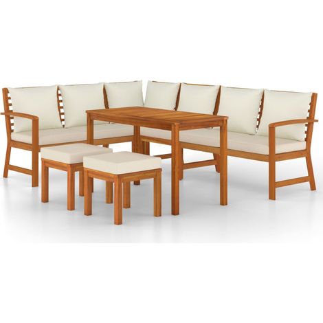Maison Exclusive - 7-tlg. Garten-Essgruppe mit Kissen Massivholz (1/5)