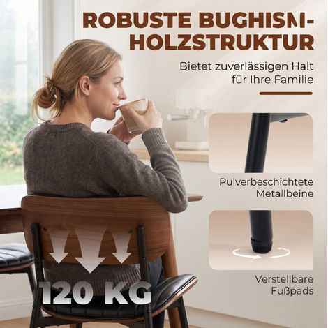Set di 2 sedie da pranzo 49,5x49,5x80 cm in legno curvato nero, salvaspazio – MEUBLIV (1/5)