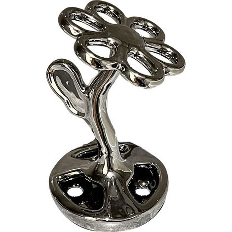 Estante de almacenamiento con forma de flor para baño, cosméticos, joyas, cepillos de dientes, plata (1/4)
