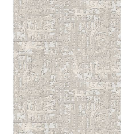 Empapelado aspecto textil Profhome DE120092-DI papel pintado vinílico estampado en caliente tejido non tejido gofrado de aspecto textil efecto satinado blanco gris-claro 5,33 m2 (1/3)