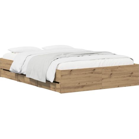 Bed Frame with Storage Artisan Oak 160 x 200 cm Engineered wood vidaXL