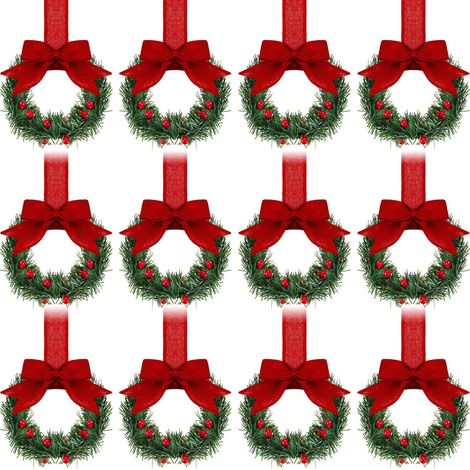 Guirlande de Noël de Cuisine 12 Pièces avec Ruban, 10 cm, Mini Guirlande Verte pour Fenêtres et Portes, Décorations de Fête Festives (1/4)