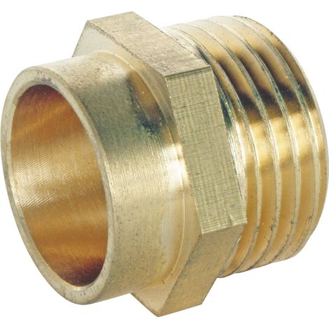 Raccord laiton droit à souder - Mâle 15/21 - Tube cuivre Ø16 - Sachet 2 pièces