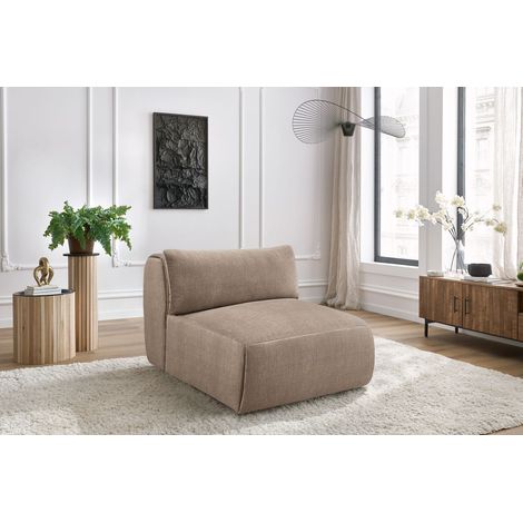 BOBOCHIC - Chauffeuse 1 place sans accoudoir pour canapé modulable JEANNE tissu velours Taupe (1/5)