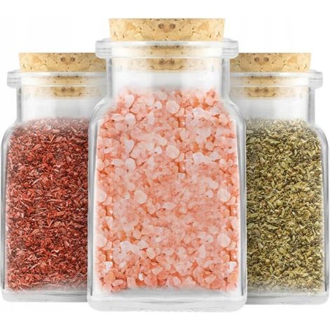 Pot À Épices - Verre Transparent - Bouchon En Liège Hermétique - 150 Ml - Hauteur 10 Cm - Diamètre Filetage 5,2 Cm - Lot De 12 (1/5)