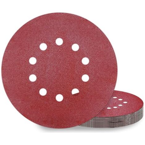 Disques de Ponçage 225 mm 10 Pièces Grain P120 10 Trous Disques Abrasifs 225 mm Ronds Papier Abrasif for Ponceuse pour Cloisons Sèches Ponceuse Girafe (1/5)