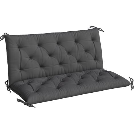 Outsunny Garden Bench Cushion, Seat Pad with Ties, Black