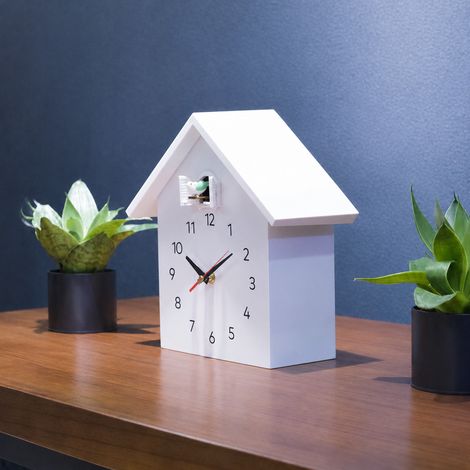 Horloge coucou maisonnette scandinave blanc pur avec chant d'oiseau réf 7100 32 × 32 × 18 cm 1,2 kg – Livraison gratuite