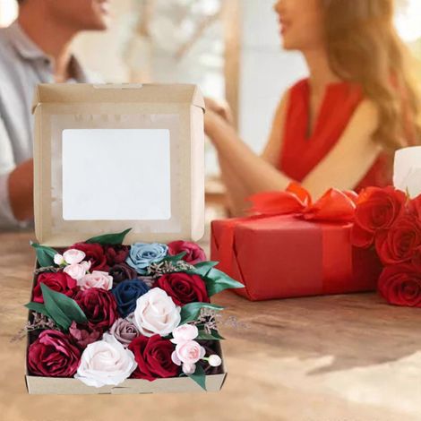 Coffret de roses artificielles avec tiges pour bouquets et centres de table à faire soi-même, idéal pour les mariages. (1/4)