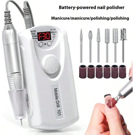 Perceuse à Ongles Électrique Portable, 30000 RPM, Machine à Lime à Ongles Professionnelle, Sans Fil, Rechargeable, Pour l'Élimination des Ongles en Acrylique, Pour Salon et Maison (1/4)