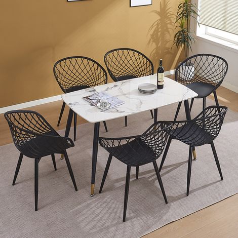 Assise de jardin avec accoudoirs et dossier, adaptée terrasse, balcon et usage extérieur, Lot de 6 (1/5)