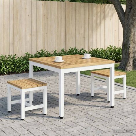 vidaXL Mesa de centro Blanco 60 x 60,5 x 36 cm Madera de Acacia Sólida (1/5)