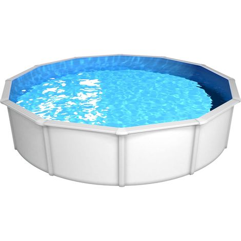 Piscine Murale en Acier II - 012141 - Ø 360 x 120 cm - Piscine Robuste Blanche pour jusqu'à 11 000 litres d'eau - avec Film intérieur Bleu résistant à l'hiver (1/5)