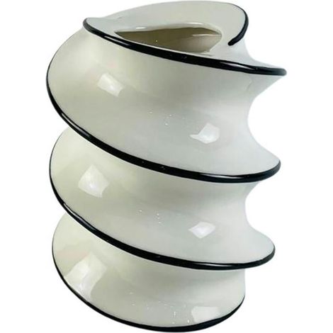 Vase spirale blanc et noir H18,5 cm