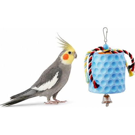 Jouet à mâcher pour perroquet avec cloche et corde colorée (1/5)
