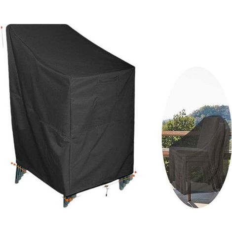 Outdoor Oxford Cloth Chair Cover - Waterproof - 420D Oxford Cloth - Suitable for Patio Stackable Chairs - Chair Protector - Suitable for Outdoor Garden Furniture Set Protection - (65x65x120(80) cm) (1/5)