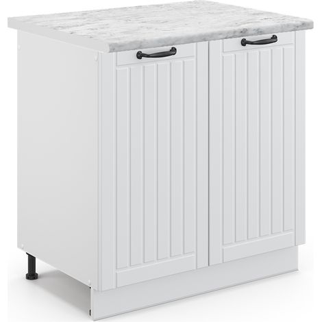 Mobile lavello cucina Fame-Line, Bianco casa di campagna, 80 cm , PL Marmo, Vicco