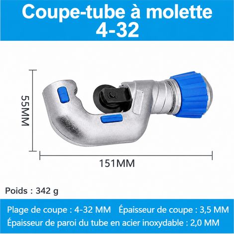Coupe-tube à roulement 4-32 mm pour tube de cuivre climatisation et réfrigération 4-32 9 377 g – Livraison gratuite
