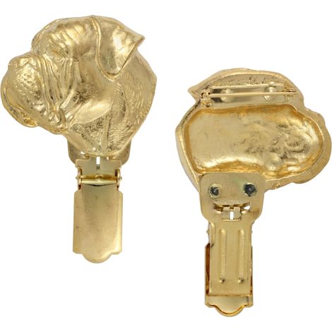 Bullmastiff, Bulmastiff - broche con clip, soporte para número de salida chapado en oro, regalo para una exposición canina de Art-Dog (1/5)