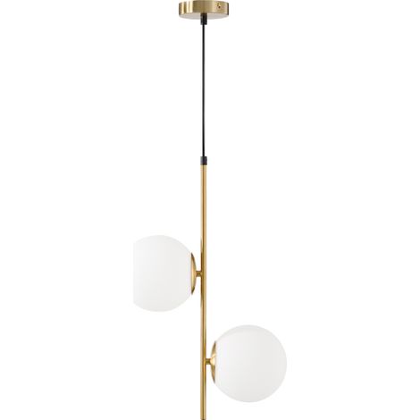 Suspension moderne dorée réglable, lustre plafonnier double tête, lampe suspendue ajustable pour entrée et salon. (1/4)